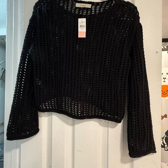 New LOFT Black Open-Knit Sweater - Picture 3 of 9